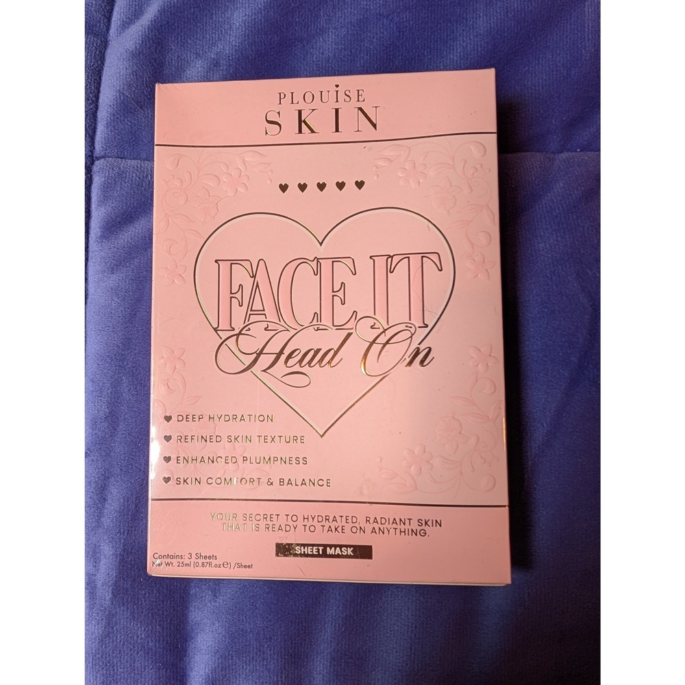 PLouise Face It Head On Sheet Mask Women OS Pink 3 Pack Hydrating Skincare NWT